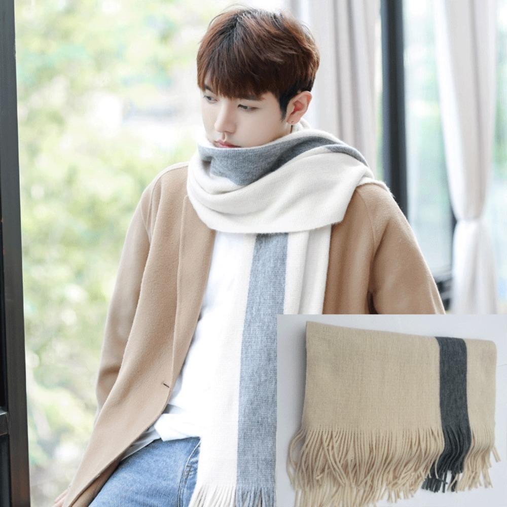 Windproof Long Wool Tassel Scarf Korean Style Winter Neckerchief Men Cashmere Scarf Women/Male