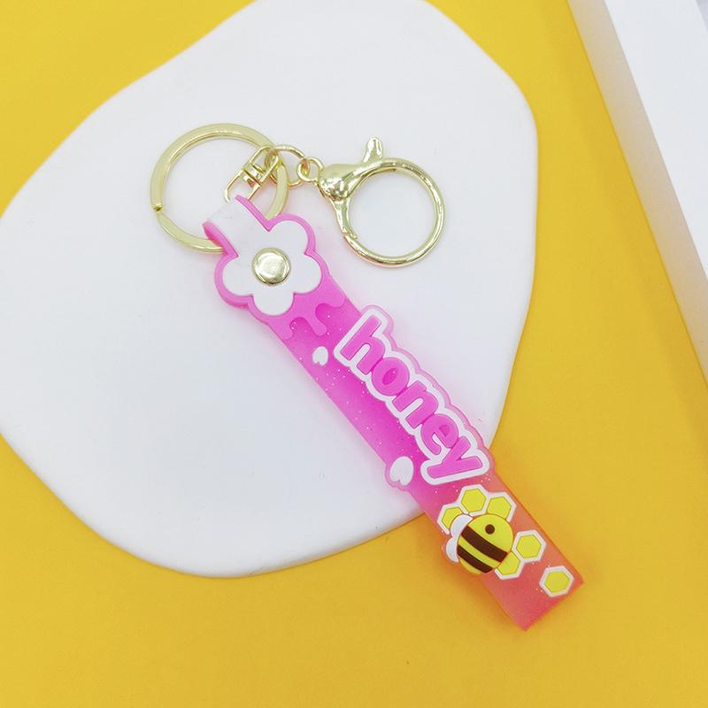 Прозрачный ПВХ мягкий резиновый брелок для ключей английский маленький цветок желе цвета сливы конфетный цвет капли клейкий браслет