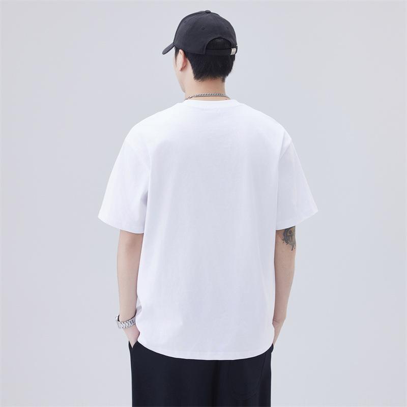 New Summer Short-sleeved Men's T-padded Heavy Print Loose Shoulder-down Round Neck T-shirt Short-sleeved