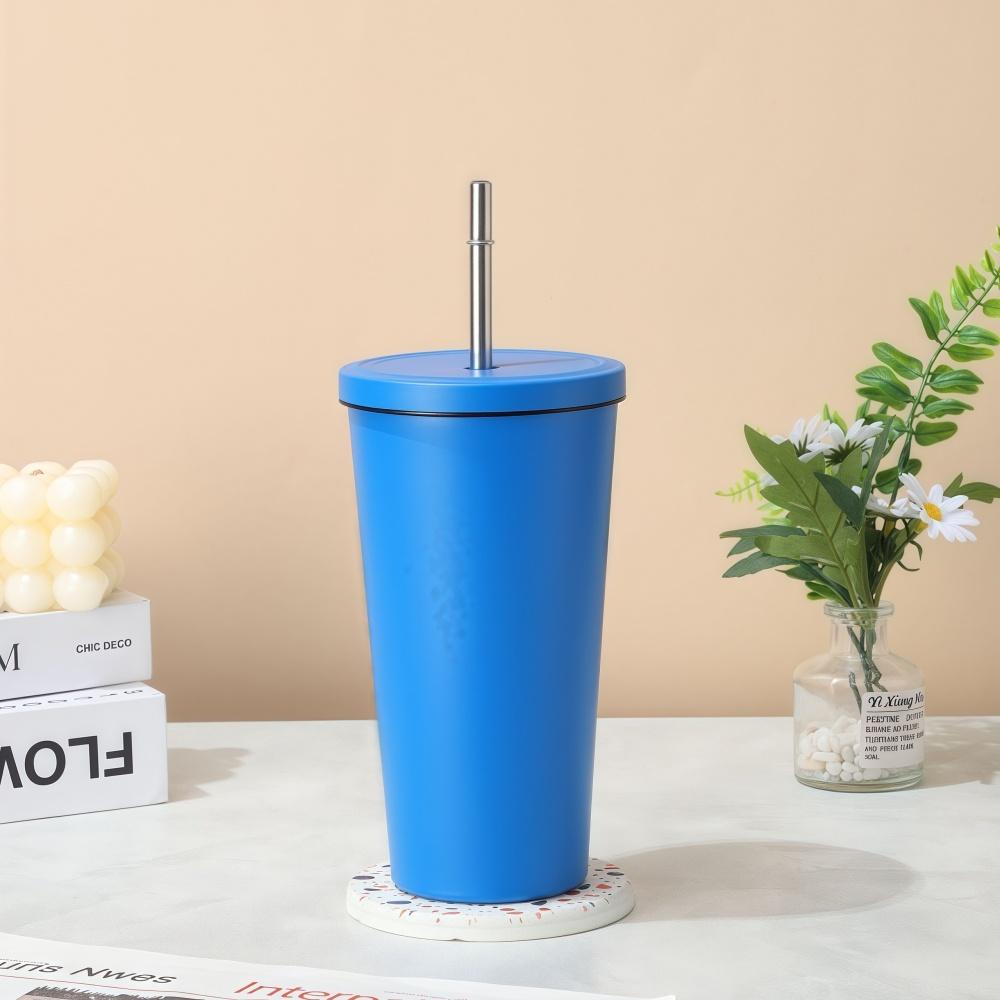 500ml Thermal Mug 304 Stainless Steel Double-Layer Vacuum Insulated Thermos Water Bottle Portable Coffee Cup with Straw