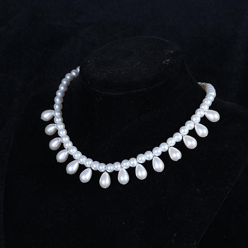 Pearl necklace women's high-end spring and summer models do not fade jewelry single-layer neck chain water drop necklace simple European and American