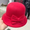 Европейский и американский стиль Осенне-зимняя шляпа Повседневная шляпа с бантом Женская шляпа Сладкая теплая шляпа-цилиндр