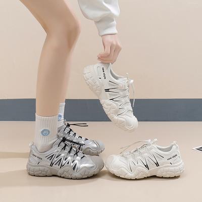 Женские кроссовки на толстой платформе, кроссовки на шнуровке, удобные нескользящие кроссовки из искусственной кожи для ходьбы и тенниса, легкие спортивные туфли для папы для женщин