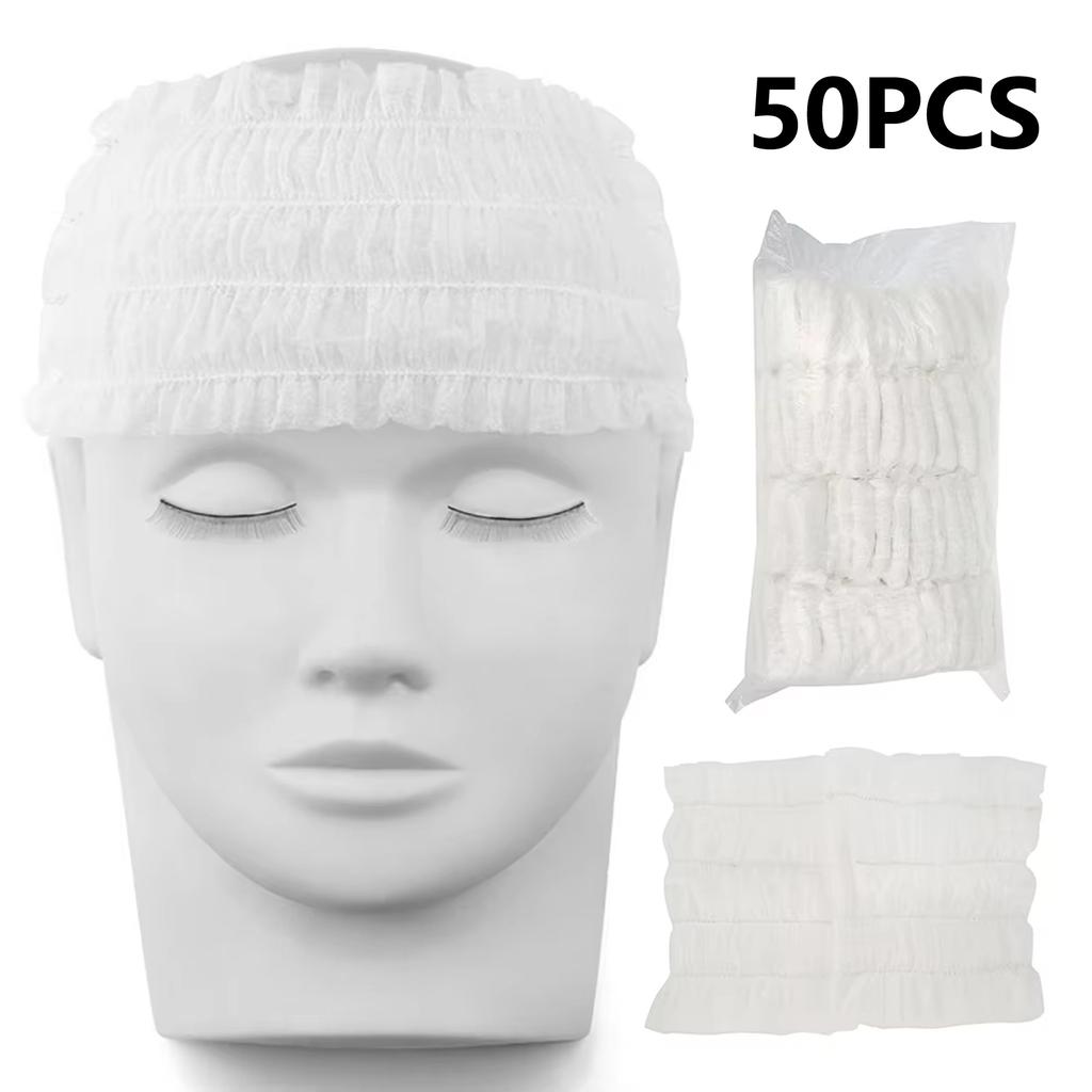 50 шт. Одноразовая эластичная нетканая повязка на голову Женская для SPA-салона, макияжа, отеля, широкая повязка для волос, дорожный портативный тюрбан