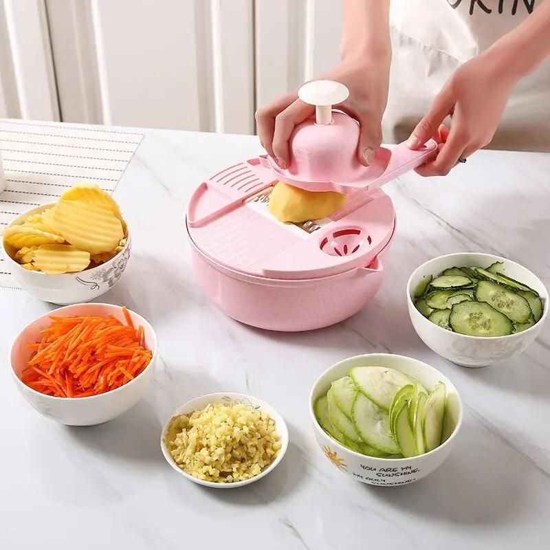 Kitchen Multi-functional Nine-in-one Vegetable Cutter 12-piece Grater Potato Radish Shredder Vegetable Cutter Salad Utensils