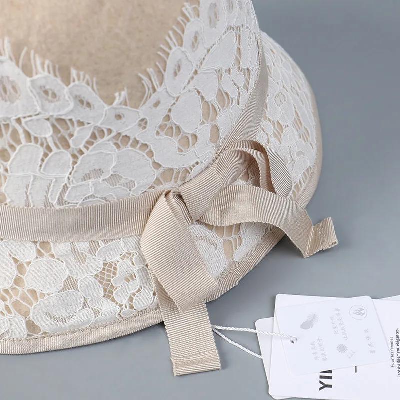 Французская модная шляпа-цилиндр из кружевной шерсти для светской львицы, элегантная шляпа для леди в стиле ретро, молочно-белого цвета, теплая шляпа для рыбалки