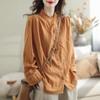 Spring Summer Cotton Long Sleeved Shirt Women's Autumn Casual Top Patchwork Women's Cardigan Blouses Edge