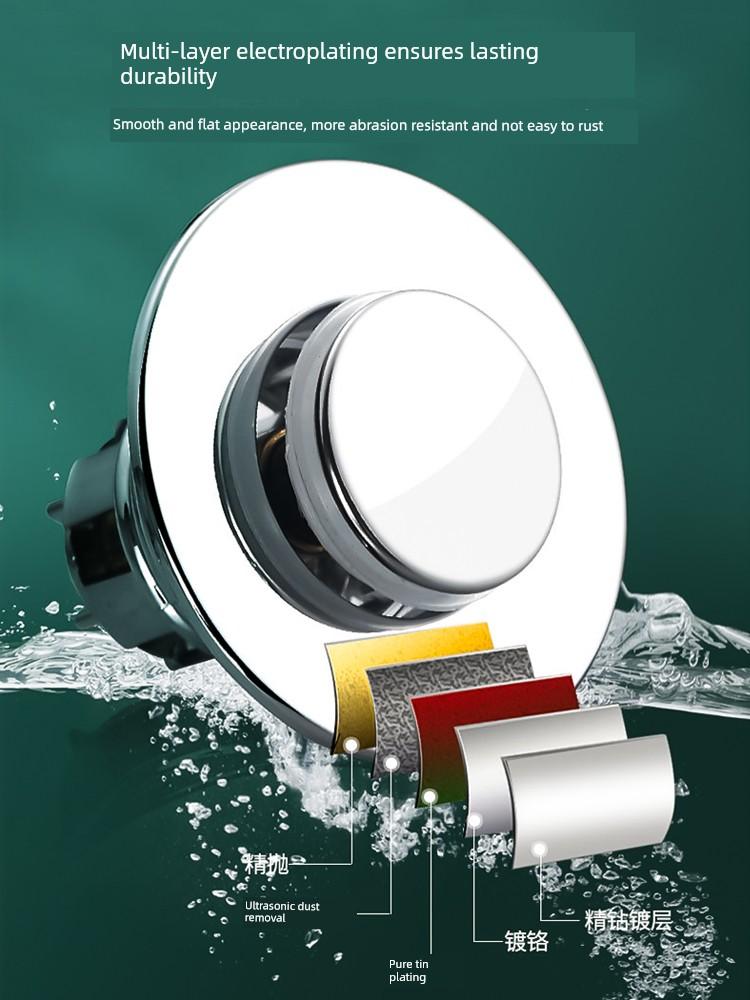 Basin Pop-Up Drain Stopper, Press-Type Drain Accessory, Anti-Odor and Anti-Clogging Sink Plug