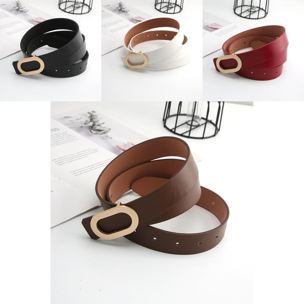 New Retro Buckle Thin Waist Belt Fashion Personality Buckle Head Korean Simple Denim Dress Decoration In Stock Red Black White Brown Beige