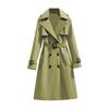 Women's Double Breasted Long Trench Coat Belted Notch Lapel Overcoat Fall Winter Windproof Classic Outerwear