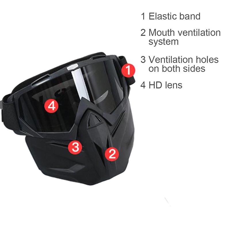 Велосипедные мотоциклетные очки, очки для защиты глаз, съемная маска для лица, регулируемая