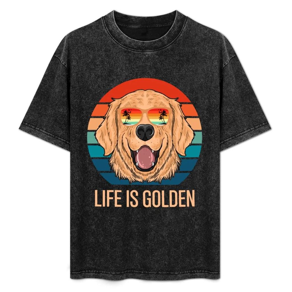 Жизнь - Золотистый ретривер Смешной Золотистый ретривер Любители собак Подарок Футболка футболки аниме Футболка с коротким рукавом Мужская хлопковая футболка