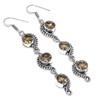 Natural Smoky Topaz Gemstone 925 Sterling Silver Jewelry Earring 3.27" C7c44