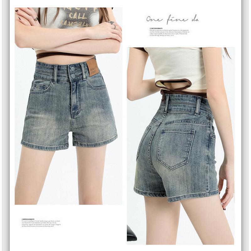 Hot-Selling American Style Summer New High-Waisted Denim Shorts for Women, Loose Fit, Slimming, Wide-Leg Pants, Versatile