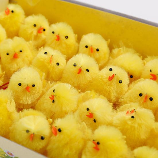 24/36Pcs Easter Fur Chicks Adorable Appearance Mini Size Wide Application Fluffy Soft Plush Toys Easter Chicks Party Decorations