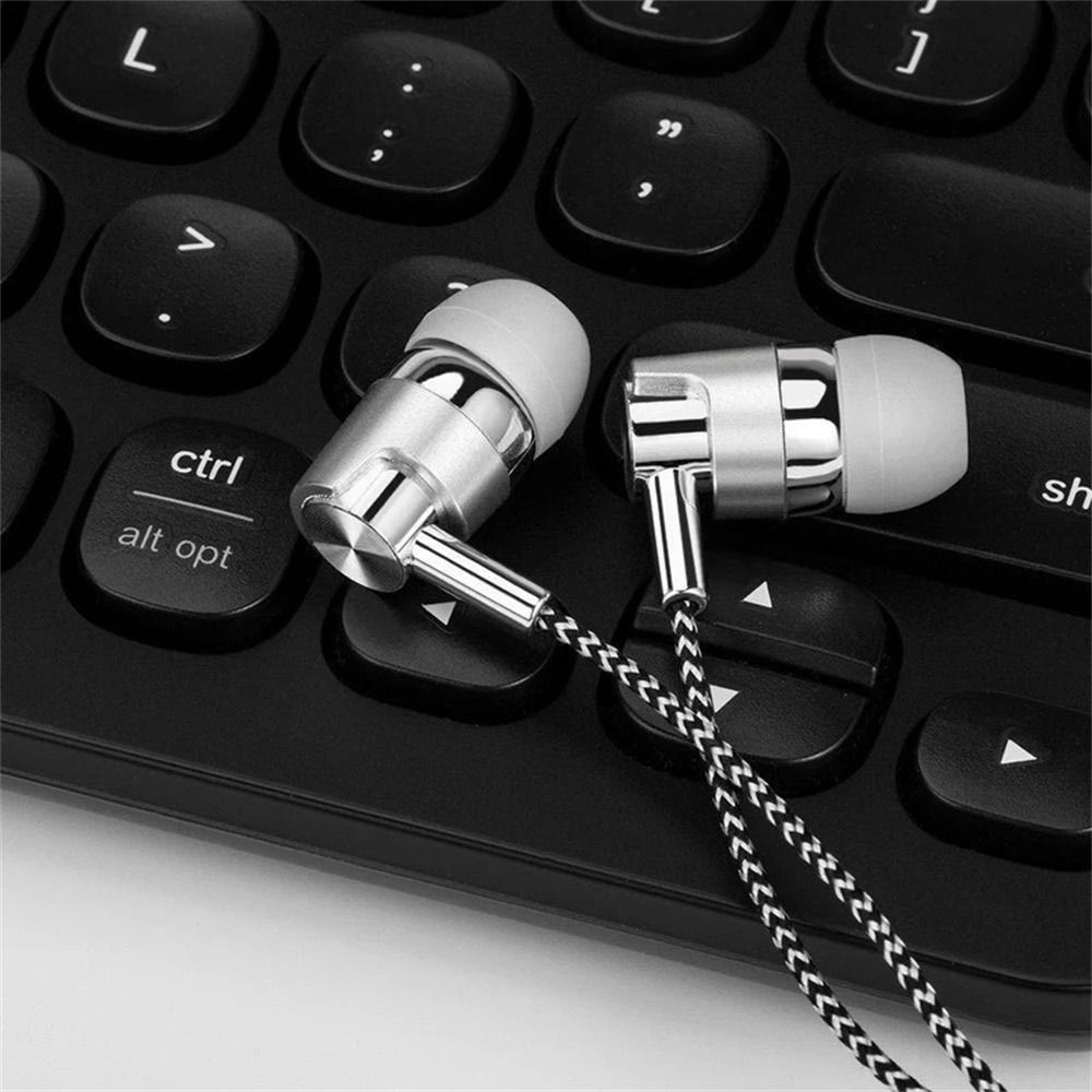 Braided Cord Weave Cable Wired Control 3.5mm Jack Earphone Earbuds In-ear Headset Wired Eraphone