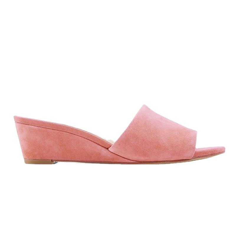 LOSLANDIFEN/женские шлепанцы, элегантные летние бархатные сабо 3 см, сандалии на танкетке, шлепанцы, повседневная модельная женская обувь на высоком каблуке с открытым носком