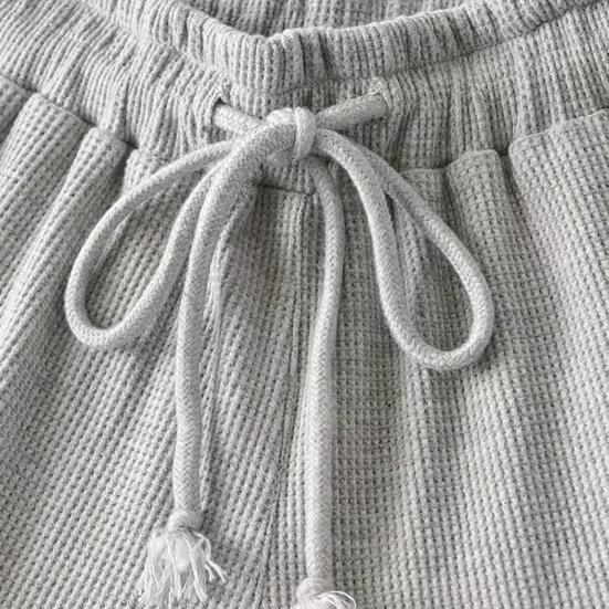 Женские шорты из вафельного трикотажа с эластичной резинкой на талии, широкие струящиеся шорты с оборками