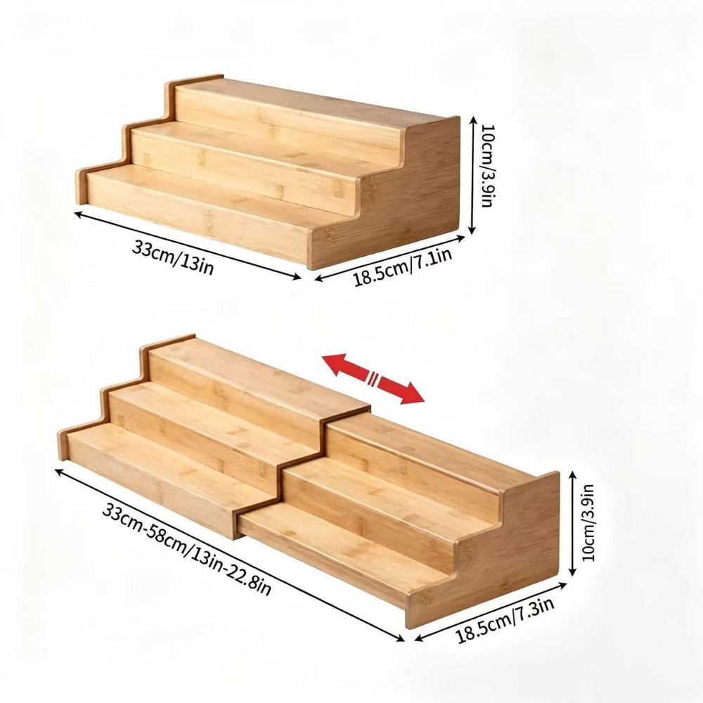 Expandable Kitchen Cabinet Organizer Bamboo Seasoning Organizer Spice Rack Organizer Kitchen