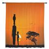 Sunset African Woman Child Tree Silhouettes Tulle Sheer Curtains for Living Room Bedroom Window Curtain Voile Organza Drapes