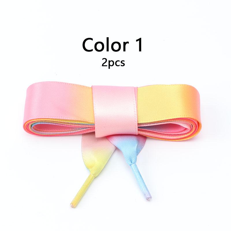 Радужная шелковая лента, красочные шнурки, конфетный градиент, атласные плоские шнурки для обуви, ботинки, женские кроссовки, шнурок шириной 2 см, шнурок