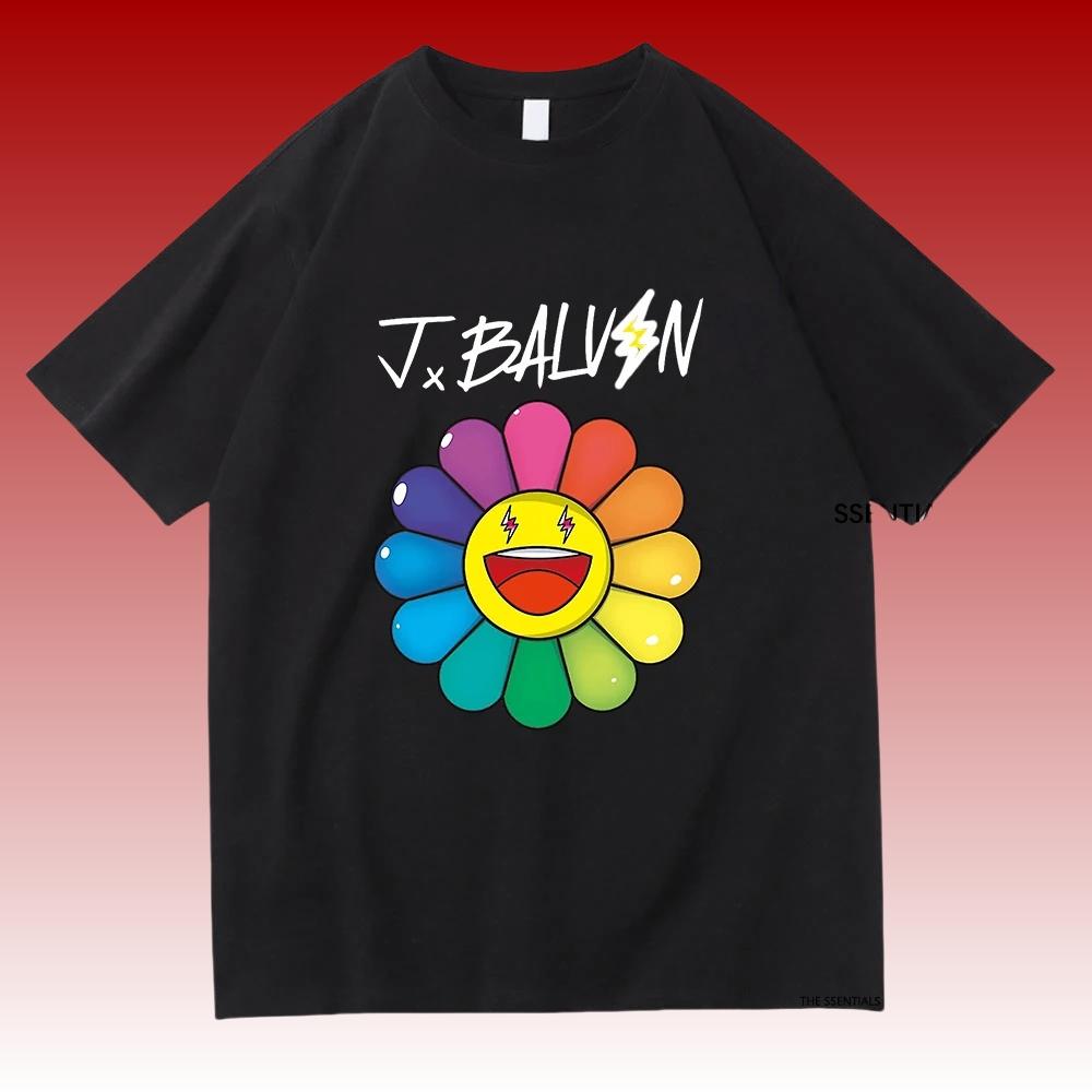 ThreeBalvin Floweres Tee Shirts J. Balvin Women Clothing Harajuku Aesthetic Tshirt Vintage Unisex Streetwear Clothes
