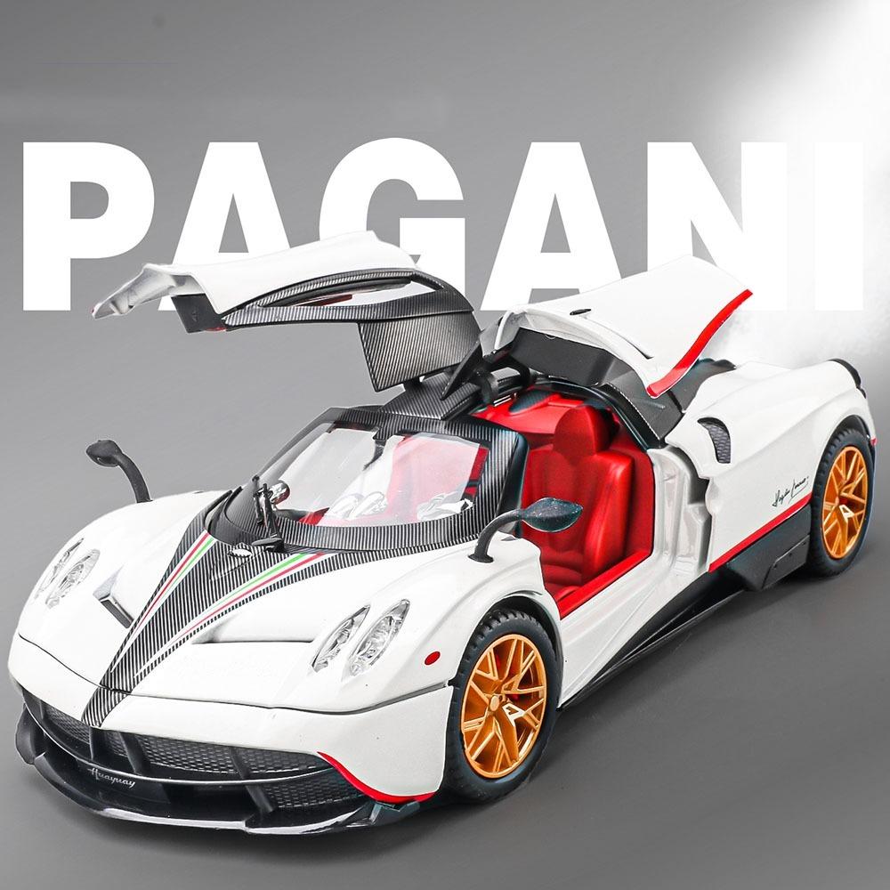 AAZV1 1:24 Huayra Revuelto Spray Model Toy Sports Cars Alloy Diecast Pull Back Shock Absorption Sound Light Simulation Mini Supercars