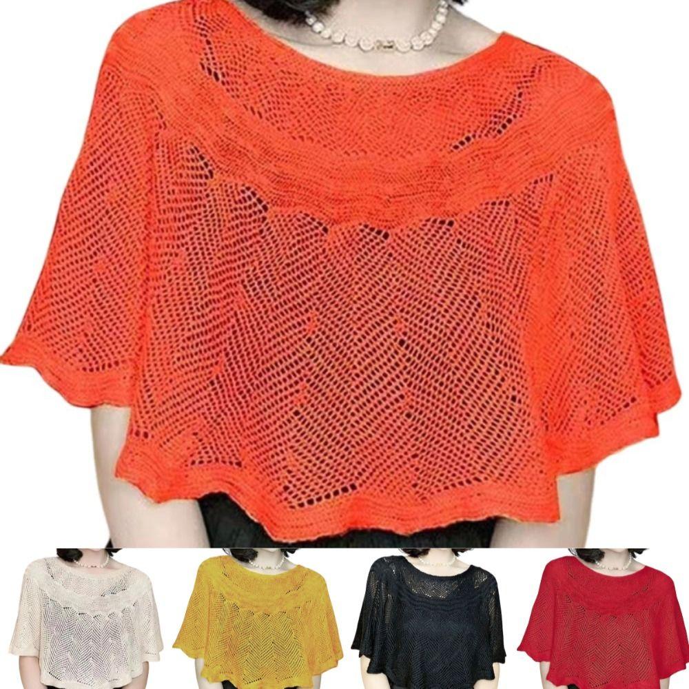 Solid Color Knit Cover Hollow Design Warm Scarves Fashion Knitted Shawl Korean Style