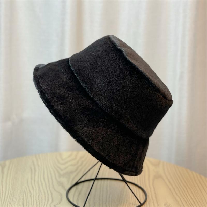 Плюшевая шляпа Женская осенне-зимняя шляпа-ведро Теплая шляпа-ведро Шляпа-цилиндр Шляпа-ведро