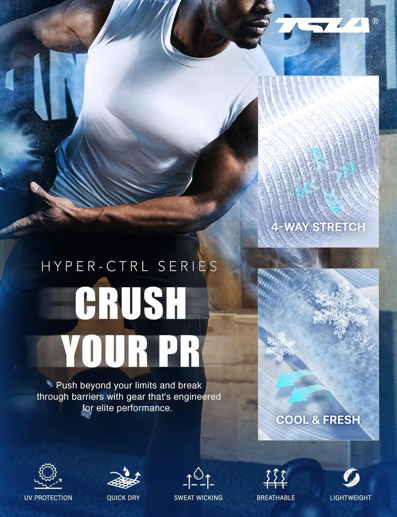 Tesla Спортивная майка без рукавов с УФ-защитой, компрессионная, для основы, компрессионная футболка, мужская майка, защита, влагоотводящая, быстросохнущая,