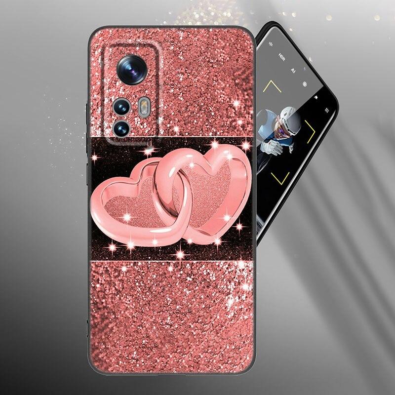 Love Rose Gold Style Phone Case For Xiaomi Mi 10T 11i 11T Note 10 11 Lite NE F1 POCO F3 M3 X3 GT NFC M4 X4 Pro 5G Black Cover