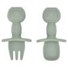 2pcs/set Food Grade Silicone Mini Fork Spoon For Baby Animal Print Utensils Set Feeding Spoon Learn To Eat Children's Tableware