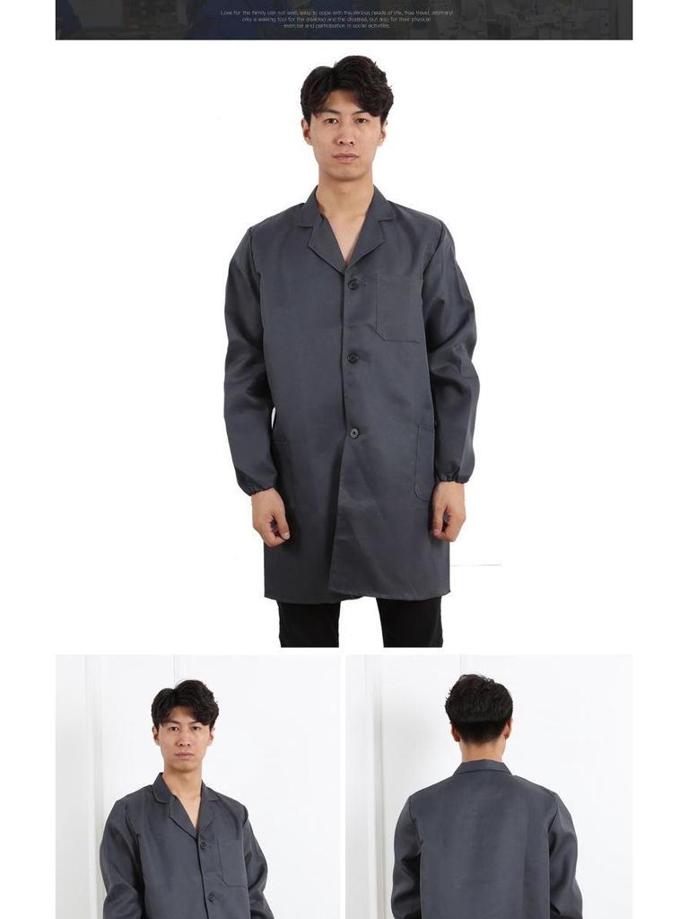 Unisex Long Blue Camouflage Dustproof Workwear Overcoat with Sleeves