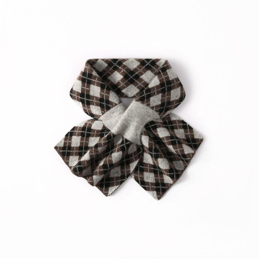 100% Cashmere Plaid Knit Neck Gaiter & Scarf - Soft & Warm