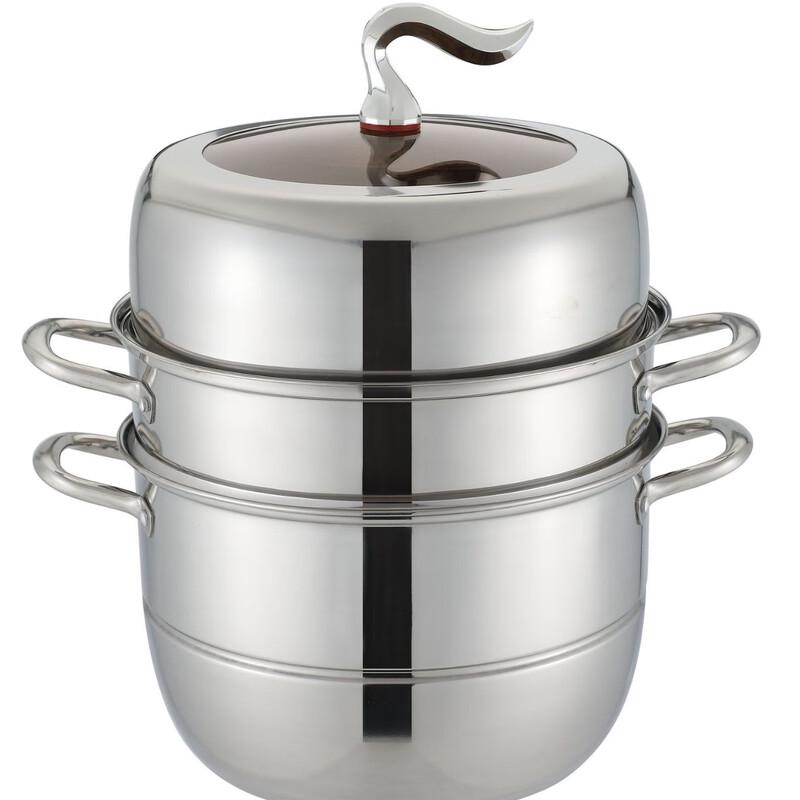 ZISIZ 32cm 304 Stainless Steel Multi-Tier Steamer and Stockpot