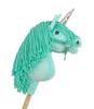 Hobby Horse Unicorn on a Stick, Small, Mint, with Mint Mane and Silver Horn