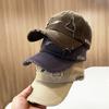 Vintage Fashion Baseball Cap Men's Trend Women's Ripped  Hip Hat Soft Top Cap