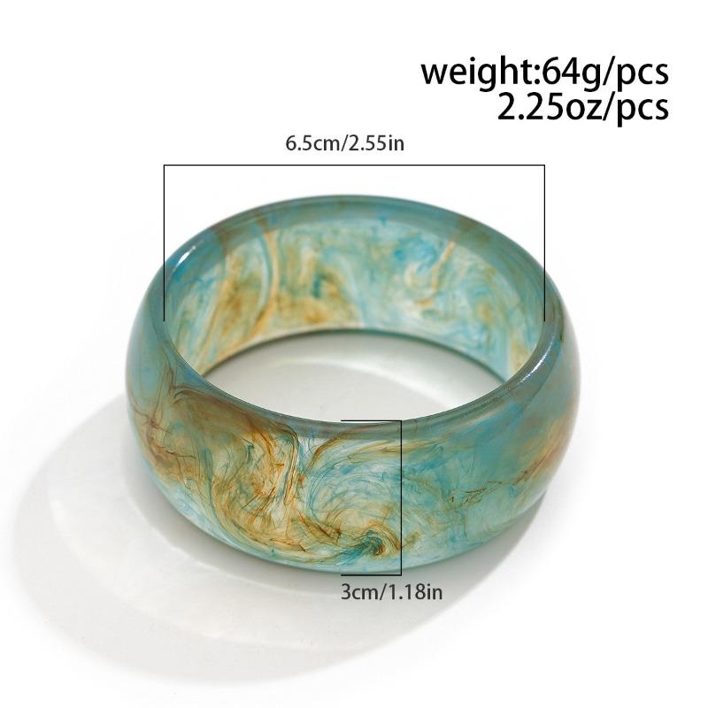 Exaggeration Vintage Acrylic Bracelet for Women 3cm Width Irregular Colorful Vague Dyeing Round Bangle Bracelets Women's Jewelry