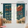 2pcs,2D plane printing Popular Curtain Panels Santa Sleigh & Snowflakes Polyester Fabric (without rod) Holiday for Bedroom,