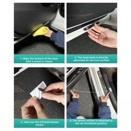 1/2Pcs Wireless Car Door Warning Lights 7 Colors Infrared Sensor Super Bright Magnetic