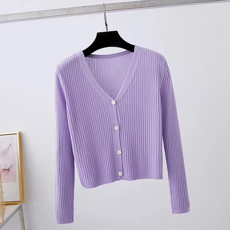 Летний тонкий солнцезащитный кардиган Ice Silk Knitted Cardigan, короткая шаль, куртка-рубашка с кондиционером