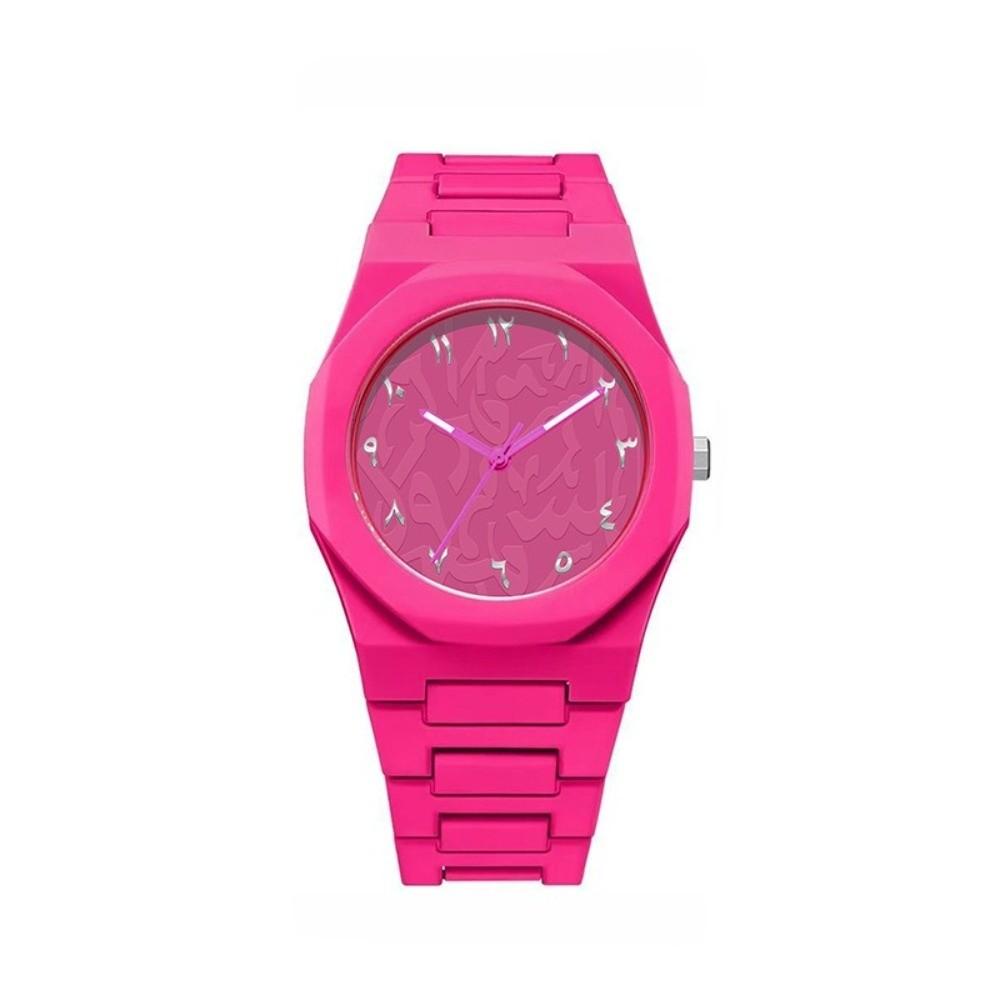 Arabic Dial Waterproof Watch Plastic Strap Round Dial Business Watch Exquisite Design Color Strap Wristwatch Business Occasions