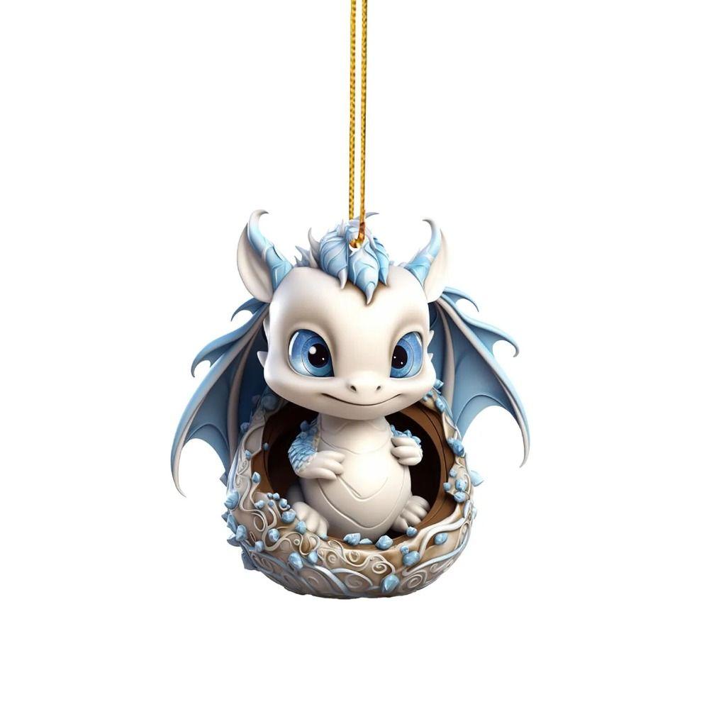 Acrylic Dragon Christmas Tree Ornaments Blue Dragon Egg Car Pendant  Festival