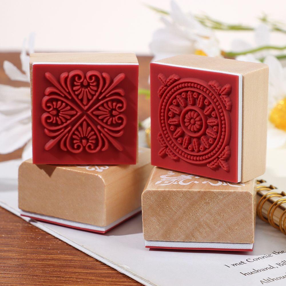 Декоративные винтажные DIY крафт квадратные цветочные штампы деревянные резиновые для скрапбукинга