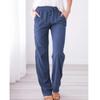 Spring and Summer Women's Solid Color Cotton and Linen Drawstring Loose Casual Wide-leg Trousers