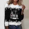 Женский новый повседневный топ с круглым вырезом и длинным рукавом на осень-зиму 2025 года с 3D-рождественским узором. Идеальный подарок на Хэллоуин и Рождество.