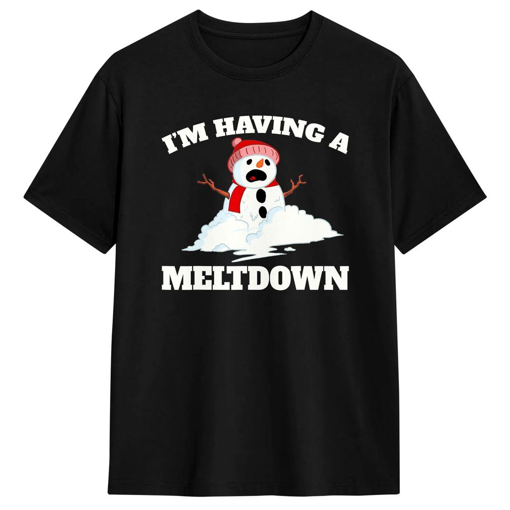 Im Fine Everything Is Fine Melting Snow Christmas In July T Shirt   100% Cotton Funny T-Shirt Round Neck  Tees