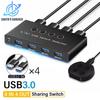 4 In 4 Out KVM USB3.0 Switch Shared Controller Hub Adapter USB2.0 Printer Splitter Switcher for PC Laptop Keyboard Mouse Monitor