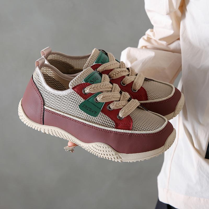 2024 New Fashion Casual Vulcanized Shoes Color Matching Mesh Lace-up Breathable Low-top Women's Sports Shoes Zapatos De Mujer