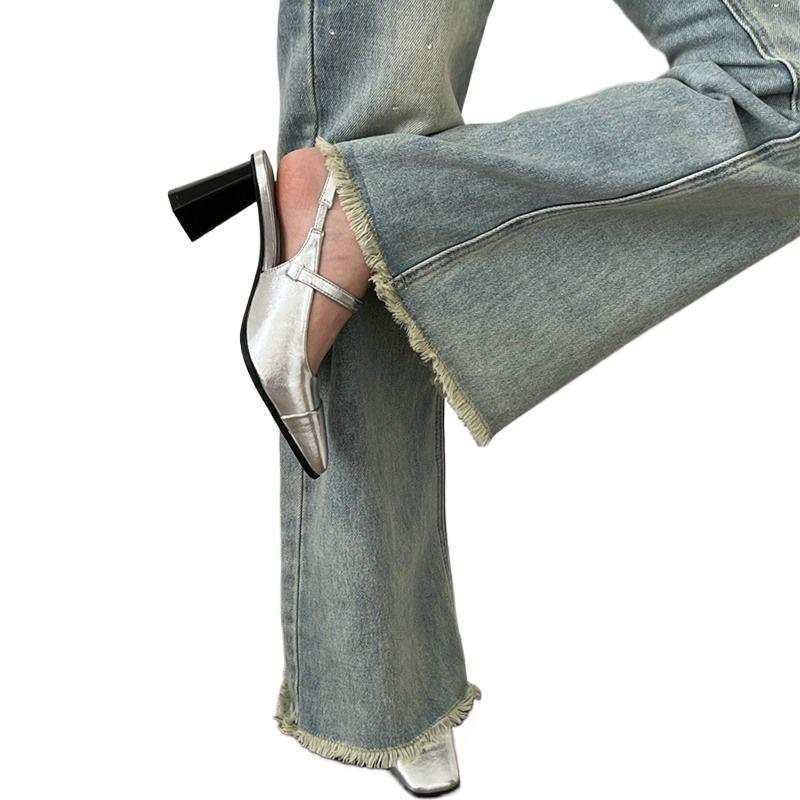 Туфли на высоком каблуке красивая сумка голова сандалии женские 2025 новая мода французский ретро квадратный носок туфли Мэри Джейн нежные